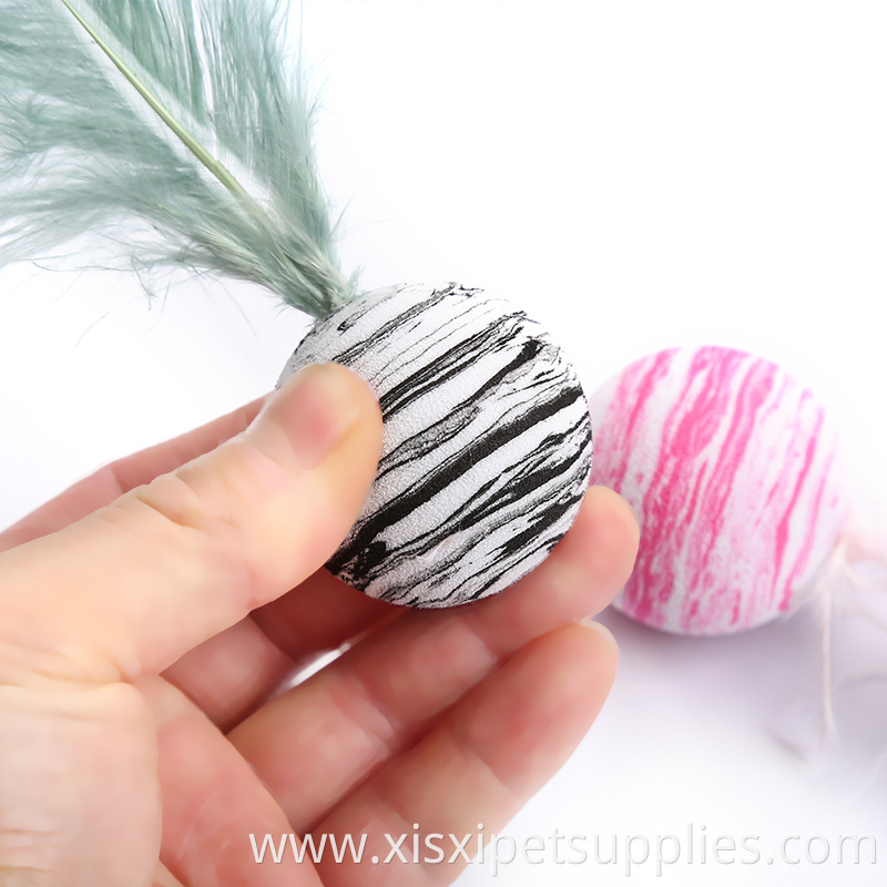 amazon hot sell space cat toy pet cat ball with feather